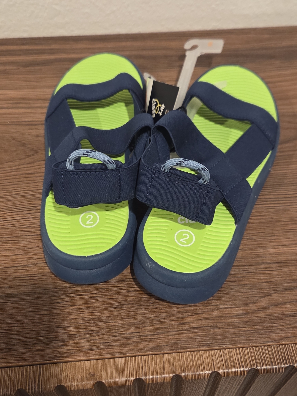 Kids Navy Blue and Lime Green Sport Sandals